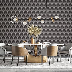 Galerie Wallcoverings Product Code: G68084 - Special FX 2 Wallpaper Collection Galerie Wallcoverings Product Code G68084 - Special FX 2 Wallpaper Collection - Silver, Black, Silver Colours - Nouveau Scallop Design