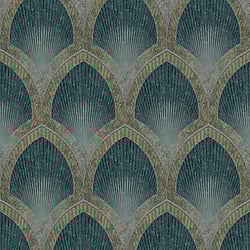 Galerie Wallcoverings Product Code: G68085 - Special FX 2 Wallpaper Collection Galerie Wallcoverings Product Code G68085 - Special FX 2 Wallpaper Collection - Silver, Turquoise, Gold Colours - Nouveau Scallop Design