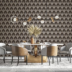 Galerie Wallcoverings Product Code: G68087 - Special FX 2 Wallpaper Collection Galerie Wallcoverings Product Code G68087 - Special FX 2 Wallpaper Collection - Black, Taupe Colours - Nouveau Scallop Design