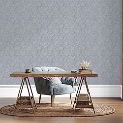 Galerie Wallcoverings Product Code: G68088 - Special FX 2 Wallpaper Collection Galerie Wallcoverings Product Code G68088 - Special FX 2 Wallpaper Collection - Blue, Silver Colours - Special Damask Design