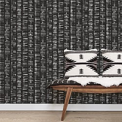 Galerie Wallcoverings Product Code: G78280 - Bazaar Wallpaper Collection Galerie Wallcoverings Product Code G78280 - Bazaar Wallpaper Collection - Black Grey Silver Colours - Aztec Design