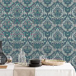 Galerie Wallcoverings Product Code: G78313 - Bazaar Wallpaper Collection Galerie Wallcoverings Product Code G78313 - Bazaar Wallpaper Collection - Teal Colours - Menagerie Design