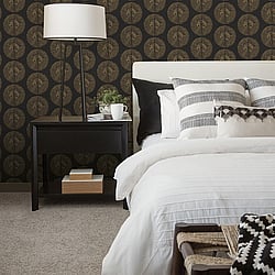Galerie Wallcoverings Product Code: G78331 - Bazaar Wallpaper Collection Galerie Wallcoverings Product Code G78331 - Bazaar Wallpaper Collection - Black Metallic Gold Colours - Soleil Design