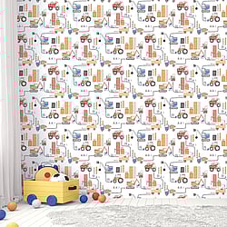Galerie Wallcoverings Product Code: G78361 - Tiny Tots 2 Wallpaper Collection Galerie Wallcoverings Product Code G78361 - Tiny Tots 2 Wallpaper Collection - Red Blue Orange Colours - Construction Design