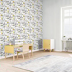 Galerie Wallcoverings Product Code: G78362 - Tiny Tots 2 Wallpaper Collection Galerie Wallcoverings Product Code G78362 - Tiny Tots 2 Wallpaper Collection - Yellow Greige Colours - Construction Design