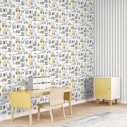 Galerie Wallcoverings Product Code: G78362 - Tiny Tots 2 Wallpaper Collection Galerie Wallcoverings Product Code G78362 - Tiny Tots 2 Wallpaper Collection - Yellow Greige Colours - Construction Design