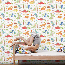 Galerie Wallcoverings Product Code: G78364 - Tiny Tots 2 Wallpaper Collection Galerie Wallcoverings Product Code G78364 - Tiny Tots 2 Wallpaper Collection - Primary Colours - Dinosaurs Design