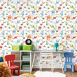 Galerie Wallcoverings Product Code: G78368 - Tiny Tots 2 Wallpaper Collection Galerie Wallcoverings Product Code G78368 - Tiny Tots 2 Wallpaper Collection - Bright Colours Colours - Dragons Design