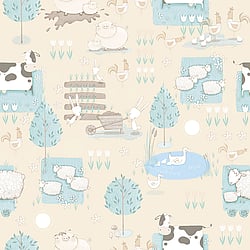 Galerie Wallcoverings Product Code: G78374 - Tiny Tots 2 Wallpaper Collection Galerie Wallcoverings Product Code G78374 - Tiny Tots 2 Wallpaper Collection - Beige Turquoise Colours - Farmland Design
