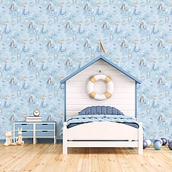 Galerie Wallcoverings Product Code: G78388 - Tiny Tots 2 Wallpaper Collection Galerie Wallcoverings Product Code G78388 - Tiny Tots 2 Wallpaper Collection - Blues Purple Glitter Colours - Mermaids Design
