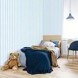 Galerie Wallcoverings Product Code: G78405 - Tiny Tots 2 Wallpaper Collection Galerie Wallcoverings Product Code G78405 - Tiny Tots 2 Wallpaper Collection - Sky Blue Colours - Regency Stripe Design