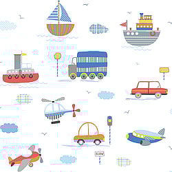 Galerie Wallcoverings Product Code: G78415 - Tiny Tots 2 Wallpaper Collection Galerie Wallcoverings Product Code G78415 - Tiny Tots 2 Wallpaper Collection - Blue Orange Red Colours - Transportation Design