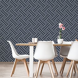 Galerie Wallcoverings Product Code: GX37602 - Geometrix Wallpaper Collection Galerie Wallcoverings Product Code GX37602 - Geometrix Wallpaper Collection - Navy Black Silver Colours - Geo Rectangular Design