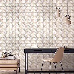 Galerie Wallcoverings Product Code: GX37629 - Geometrix Wallpaper Collection Galerie Wallcoverings Product Code GX37629 - Geometrix Wallpaper Collection - Cream Rose Gold Colours - Cubist Design