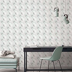 Galerie Wallcoverings Product Code: GX37632 - Geometrix Wallpaper Collection Galerie Wallcoverings Product Code GX37632 - Geometrix Wallpaper Collection - Mint Silver Colours - Cubist Design