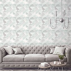 Galerie Wallcoverings Product Code: GX37652 - Geometrix Wallpaper Collection Galerie Wallcoverings Product Code GX37652 - Geometrix Wallpaper Collection - Mint Green Grey Colours - Silk Screen Geometric Design