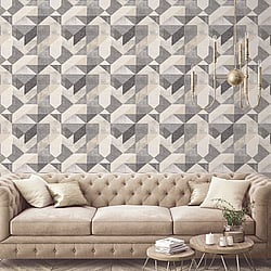 Galerie Wallcoverings Product Code: GX37657 - Geometrix Wallpaper Collection Galerie Wallcoverings Product Code GX37657 - Geometrix Wallpaper Collection - Black Taupe Colours - Silk Screen Geometric Design