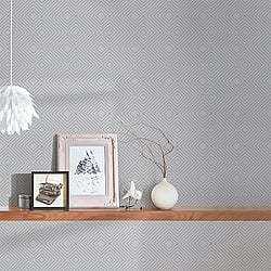 Galerie Wallcoverings Product Code: HO20001 - Home Wallpaper Collection Galerie Wallcoverings Product Code HO20001 - Home Wallpaper Collection - Grey Silver Colours - Geo Diamond Motif Design