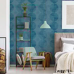 Galerie Wallcoverings Product Code: HO20032 - Home Wallpaper Collection Galerie Wallcoverings Product Code HO20032 - Home Wallpaper Collection - Blue Colours - Circles Motif Design