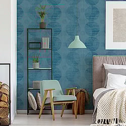 Galerie Wallcoverings Product Code: HO20032 - Home Wallpaper Collection Galerie Wallcoverings Product Code HO20032 - Home Wallpaper Collection - Blue Colours - Circles Motif Design