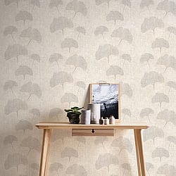 Galerie Wallcoverings Product Code: HV41010 - Havana Wallpaper Collection Galerie Wallcoverings Product Code HV41010 - Havana Wallpaper Collection - Beige Metallic Colours - Havana Ginkgo Leaf Motif Design