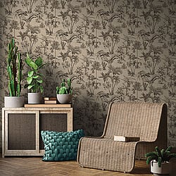 Galerie Wallcoverings Product Code: HV41022 - Havana Wallpaper Collection Galerie Wallcoverings Product Code HV41022 - Havana Wallpaper Collection - Brown Black Colours - Havana Jungle Palms Design