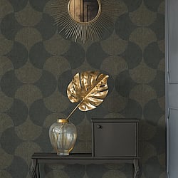 Galerie Wallcoverings Product Code: HV41050 - Havana Wallpaper Collection Galerie Wallcoverings Product Code HV41050 - Havana Wallpaper Collection - Grey Metallic Black Colours - Havana Mosaic Fan Motif Design
