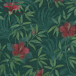 Galerie Wallcoverings Product Code: HV41051 - Havana Wallpaper Collection Galerie Wallcoverings Product Code HV41051 - Havana Wallpaper Collection - Green Red Colours - Havana Floral Motif Design