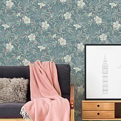 Galerie Wallcoverings Product Code: HV41055 - Havana Wallpaper Collection Galerie Wallcoverings Product Code HV41055 - Havana Wallpaper Collection - Beige Blue Colours - Havana Floral Motif Design