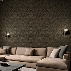 Galerie Wallcoverings Product Code: IS33349 - Italian Silks And Damasks Wallpaper Collection Galerie Wallcoverings Product Code IS33349 - Italian Silks And Damasks Wallpaper Collection - Black Colours - Damasco Quirinale Design