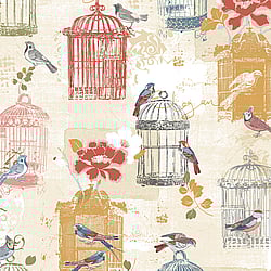 Galerie Wallcoverings Product Code: KE29945 - Kitchen Style 3 Wallpaper Collection Galerie Wallcoverings Product Code KE29945 - Kitchen Style 3 Wallpaper Collection - Yellow Blue Red Green White Colours - Elegance Bird Cage Design
