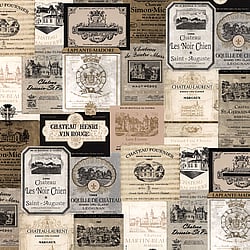 Galerie Wallcoverings Product Code: KK26753 - Kitchen Style 3 Wallpaper Collection Galerie Wallcoverings Product Code KK26753 - Kitchen Style 3 Wallpaper Collection - Cream Beige Black Colours - Wine Labels Design