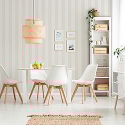 Galerie Wallcoverings Product Code: MC61014 - Maison Charme Wallpaper Collection Galerie Wallcoverings Product Code MC61014 - Maison Charme Wallpaper Collection - Beige, White Colours - Add a generous dollop of style with this striking wide stripe. In its soft pastel colourways, this is one wallpaper that will bring a bright look to your home. It works wonderfully in a little one's bedroom, playroom or nursery with its calming and soothing vibe. Design