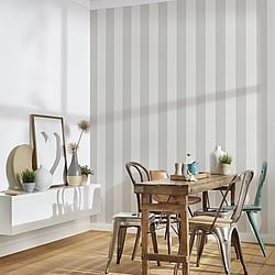 Galerie Wallcoverings Product Code: MC61015 - Maison Charme Wallpaper Collection Galerie Wallcoverings Product Code MC61015 - Maison Charme Wallpaper Collection - Grey, White Colours - Add a generous dollop of style with this striking wide stripe. In its soft pastel colourways, this is one wallpaper that will bring a bright look to your home. It works wonderfully in a little one's bedroom, playroom or nursery with its calming and soothing vibe. Design