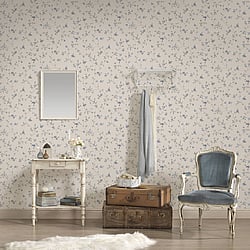 Galerie Wallcoverings Product Code: MC61025 - Maison Charme Wallpaper Collection Galerie Wallcoverings Product Code MC61025 - Maison Charme Wallpaper Collection - Blue, Cream Colours - A stylish floral wallpaper with an old fashioned, wispy trail of petit flowers. Will suit a more traditional setting perfectly with its country cottage charm. The beauty of this vinyl wallpaper is not only will it add texture to your walls, but it will also cover slight imperfections, giving your room the finish you want. So whether you are looking for a floral wallpaper for a living room, bedroom or dining room, this paper could be your perfect choice. Design