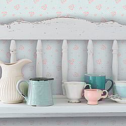 Galerie Wallcoverings Product Code: MC61037 - Maison Charme Wallpaper Collection Galerie Wallcoverings Product Code MC61037 - Maison Charme Wallpaper Collection - Blue, Pink Colours - A delicate vintage design inspired by countryside cottage gardens, set on a subtle diamond background. Uniform clusters of detailed roses is distributed in a repetitive pattern to enhance this paper's playful and cute aesthetic. Add to your scheme if you are after a country twist! Design