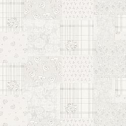 Galerie Wallcoverings Product Code: MC61041 - Maison Charme Wallpaper Collection Galerie Wallcoverings Product Code MC61041 - Maison Charme Wallpaper Collection - Cream, Grey, White Colours - Revel in vintage charm with the Maison Charme Patchwork Vintage Floral print. This playful pattern arranges faded florals, ditsy prints and delicate plaids in a colourful basketweave patchwork. The shabby chic medley of designs mimics well-loved quilts and counterpanes. Incorporate this repeat print into bedroom, living room or kitchen schemes to infuse living spaces with an easy-going cottage style. Printed on vinyl with a non-woven backing, this design exudes romantic whimsy. Nostalgic and light-hearted, this fabric collage celebrates the beauty of imperfection and cherished heirlooms. Design