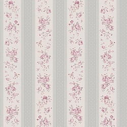 Galerie Wallcoverings Product Code: MC61049 - Maison Charme Wallpaper Collection Galerie Wallcoverings Product Code MC61049 - Maison Charme Wallpaper Collection - Grey, Pink, White Colours - If you're after a romantic vintage floral design - look no further. Not only does this beautiful design feature endless upward bouquets of country roses; in a wide stripe motif the design also combines a cute polka dot with an intricate lace overlay for a true trip down memory lane - in rose tinted glasses! Design