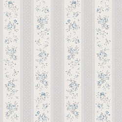 Galerie Wallcoverings Product Code: MC61055 - Maison Charme Wallpaper Collection Galerie Wallcoverings Product Code MC61055 - Maison Charme Wallpaper Collection - Blue, Grey, White Colours - If you're after a romantic vintage floral design - look no further. Not only does this beautiful design feature endless upward bouquets of country roses; in a wide stripe motif the design also combines a cute polka dot with an intricate lace overlay for a true trip down memory lane - in rose tinted glasses! Design