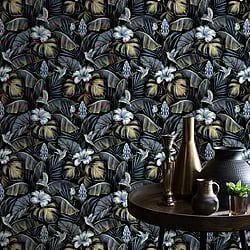 Galerie Wallcoverings Product Code: NHW1003 - Enchanted Wallpaper Collection Galerie Wallcoverings Product Code NHW1003 - Enchanted Wallpaper Collection - Blue Tan Black Colours - Samana Blue Design