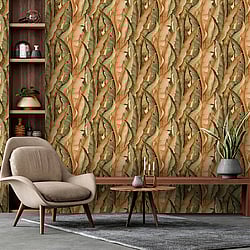 Galerie Wallcoverings Product Code: NHW1042 - Enchanted Wallpaper Collection Galerie Wallcoverings Product Code NHW1042 - Enchanted Wallpaper Collection - Orange Green Colours - Malay Green Design