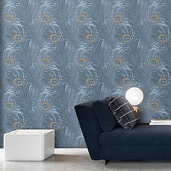 Galerie Wallcoverings Product Code: NHW1046 - Enchanted Wallpaper Collection Galerie Wallcoverings Product Code NHW1046 - Enchanted Wallpaper Collection - Blue Gold Colours - Descartes Blue Design