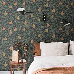 Galerie Wallcoverings Product Code: S13104 - Sommarang Wallpaper Collection Galerie Wallcoverings Product Code S13104 - Sommarang Wallpaper Collection - Blue Colours - Leaves and Pears Design