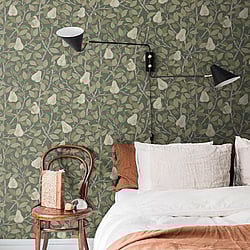 Galerie Wallcoverings Product Code: S13105 - Sommarang Wallpaper Collection Galerie Wallcoverings Product Code S13105 - Sommarang Wallpaper Collection - Green Colours - Leaves and Pears Design