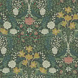 Galerie Wallcoverings Product Code: S24102 - Sommarang 2 Wallpaper Collection Galerie Wallcoverings Product Code S24102 - Sommarang 2 Wallpaper Collection - Green Colours - A medallion pattern of crocus and camellia flowers Design
