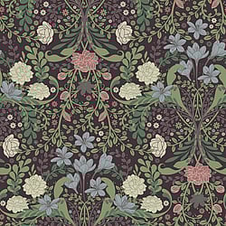 Galerie Wallcoverings Product Code: S24103 - Sommarang 2 Wallpaper Collection Galerie Wallcoverings Product Code S24103 - Sommarang 2 Wallpaper Collection - Purple, blue, red Colours - A medallion pattern of crocus and camellia flowers Design