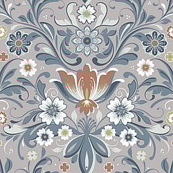Galerie Wallcoverings Product Code: S24110 - Sommarang 2 Wallpaper Collection Galerie Wallcoverings Product Code S24110 - Sommarang 2 Wallpaper Collection - Beige, blue Colours - Flowers with elegant swirls in perfect symmetry Design