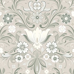 Galerie Wallcoverings Product Code: S24112 - Sommarang 2 Wallpaper Collection Galerie Wallcoverings Product Code S24112 - Sommarang 2 Wallpaper Collection - Beige Colours - Flowers with elegant swirls in perfect symmetry Design