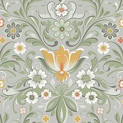 Galerie Wallcoverings Product Code: S24113 - Sommarang 2 Wallpaper Collection Galerie Wallcoverings Product Code S24113 - Sommarang 2 Wallpaper Collection - Beige, yellow Colours - Flowers with elegant swirls in perfect symmetry Design
