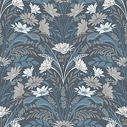 Galerie Wallcoverings Product Code: S24115 - Sommarang 2 Wallpaper Collection Galerie Wallcoverings Product Code S24115 - Sommarang 2 Wallpaper Collection - Blue Colours - Daisies and lavender embraced by foliage Design